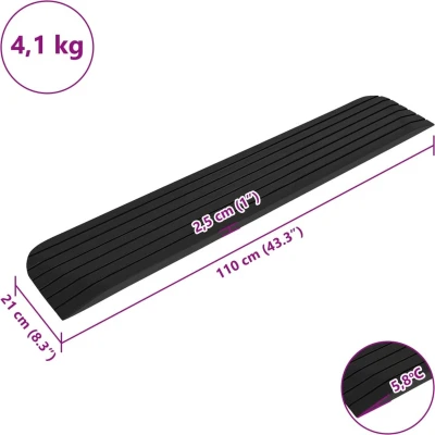 Afbeelding van vidaXL Drempelhulp 110x21x2,5 cm rubber