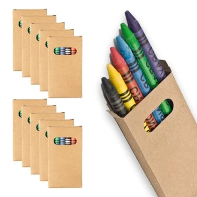 Afbeelding van Wpro Kids Waskrijtjes, 10 stuks, cadeau voor kinderverjaardag, potloden in 6 kleuren, jongens en meisjes, bruin