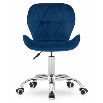 Afbeelding van Bureaustoel AVOLA DORY 21 Donkerblauw, Velvet Zitting, Ergonomisch en Verstelbare Zithoogte, 5 Poot Chrome Basis, Geschikt voor Thuis Kantoor, Max. 110 kg