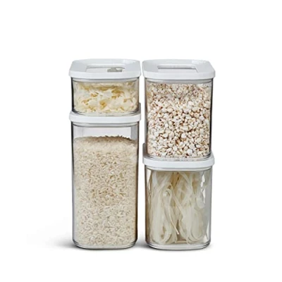 Afbeelding van Mepal witte Modula 1000 ml voorraadpotten met deksel en voorraadpot voor droogvoer