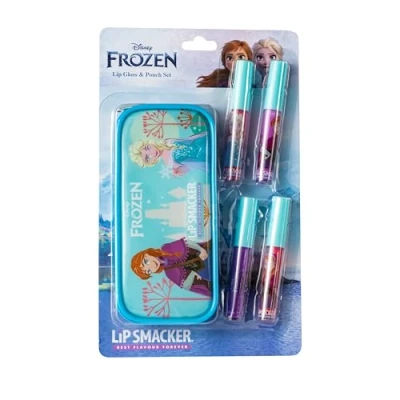 Afbeelding van Lip Smacker Frozen lipgloss set, kleurrijk make upcadeau voor kinderen, inclusief 4 glanzende en een zakje winterwonderland