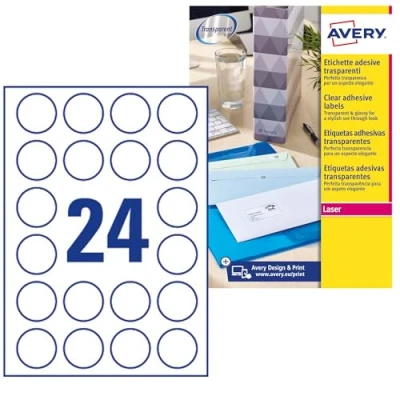 Afbeelding van Etiket Avery L7780 25 rond 40mm transparant 600stuks