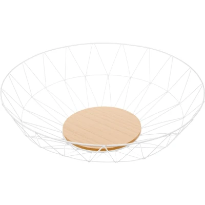 Afbeelding van Atmosphera diamant Fruitmand wit Fruitschaal decoratieve schaal 40 cm