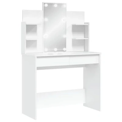 Image de vidaXL Coiffeuse avec lumières LED blanc 96x40x142 cm837892