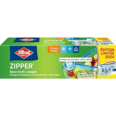 Afbeelding van Albal 12 multifunctionele zakken met ritssluiting Klein model 1L Voor bewaren, invriezen, bewaren of vervoeren Schuifsluiting Herbruikbaar