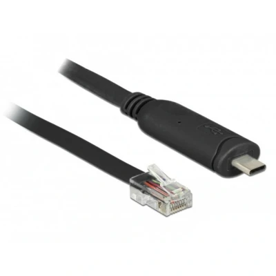 Afbeelding van USB C (m) naar RJ45 seriële RS232 adapter / zwart 2 meter