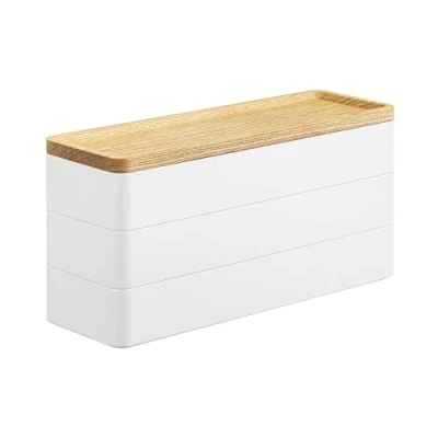 Image de Yamazaki Boite à bijoux 3 niveaux en plastique Slim blanc