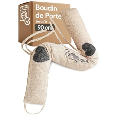 Afbeelding van Tochtstopper, 90 cm, wasbaar, energiebesparend, extra zwaar, voor deuren en ramen, bruin
