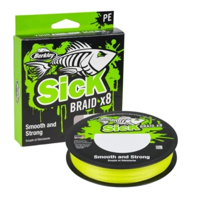Image de Berkley Sick Braid Hi Viz Yellow 300m 0,19mm (18,0kg/38lb) Tresse pêche