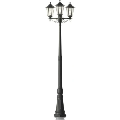 Afbeelding van Lindby Lantaarnpalen 3lichts polycarbonaat, glas H: 217 cm E27 zwart (RAL 9005)