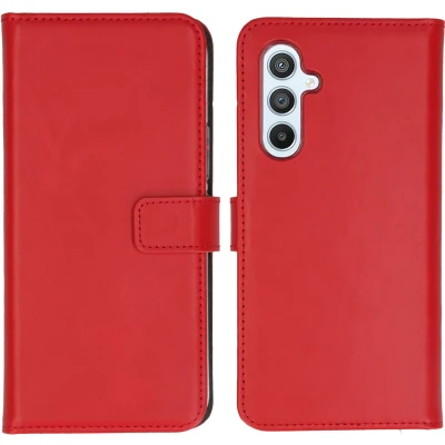 Afbeelding van Selencia Hoesje Geschikt voor Samsung Galaxy A54 (5G) Met Pasjeshouder Echt Lederen Bookcase Rood