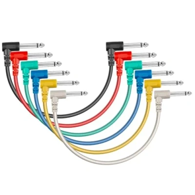 Afbeelding van SONICAKE Gitaarpatchkabel, 20 cm, patchkabel, 6,35 mm, mono, voor gitaareffectpedalen/bas, 6 stuks
