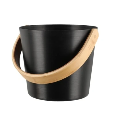 Afbeelding van Rento Sauna Emmer met een beugel van bamboehout Zwart (5L)