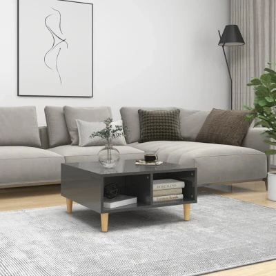 Afbeelding van Salontafel 60x60x30 cm spaanplaat hoogglans grijs