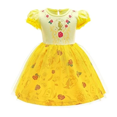 Afbeelding van Lito Angels Prinsessenjurk voor baby&#039;s, meisjes, mooie jurk, weerstandsjurk om te dragen, wie jaar, feest, Halloween, kostuums, zomerkleding, leeftijd 18 24 maanden, geel, 301