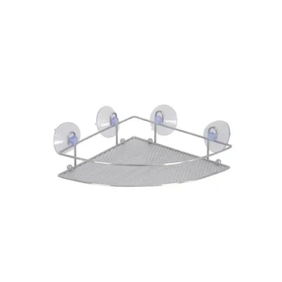 Afbeelding van MSV doucherekje/badkamerrekje hoek model zilver 27 x 17 cm metaal