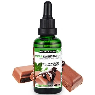 Afbeelding van ALPHAPOWER FOOD Stevia Chocolade Crème Druppels Natuurlijk Voedingsaroma I Vloeibare zoetstof sterk geconcentreerd 1 x 50 ml. Drops, Flavdrops