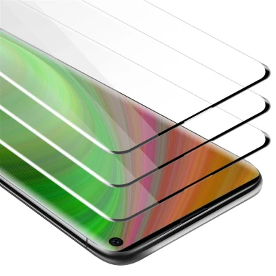 Afbeelding van Cadorabo 3x Screenprotector geschikt voor Samsung Galaxy S10 4G Volledig scherm pantserfolie Beschermfolie in TRANSPARANT met ZWART Getemperd (Tempered) Display beschermend glas 9H hardheid 3D Touch