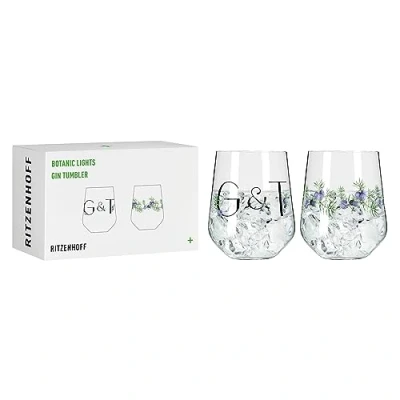 Afbeelding van RITZENHOFF Botanic Lights 3891001 set van 2 gin glazen 700 ml met motief en opschrift Made in Germany zwart, paars, groen