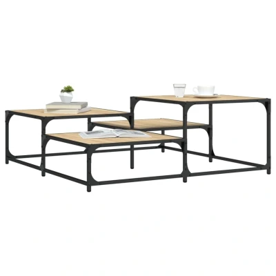 Afbeelding van Salontafel 107x107x40 cm bewerkt hout sonoma eikenkleurig