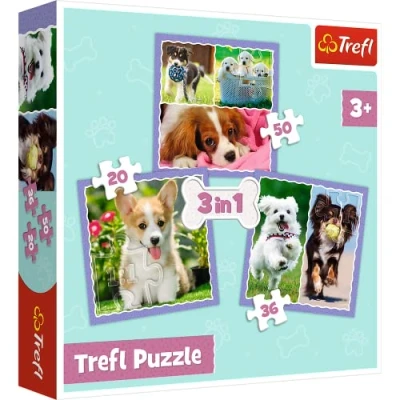 Afbeelding van Trefl Honden 3 in 1 puzzel 20/36/50 stukjes