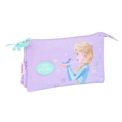 Afbeelding van Pennenetui met 3 vakken Frozen Spirit Lila 22 x 12 cm