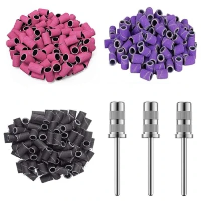 Afbeelding van Goodbitz® Schuurrolletjes Nagelfrees 100/180/240 grit 300 stuks Schuurrollen 100 180 240 Schuurhulzen Mandrel bitjes Sanding bands nagels nails
