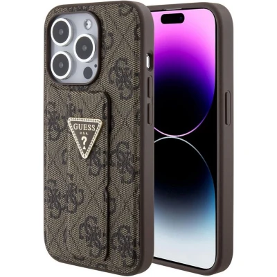 Afbeelding van Guess 4G Triangle Logo Grip Back Case Geschikt voor Apple iPhone 15 Pro (6.1&quot;) Bruin