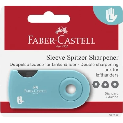 Afbeelding van Faber Castell puntenslijper Sleeve 2 gaats linkshandig turquoise FC 182777