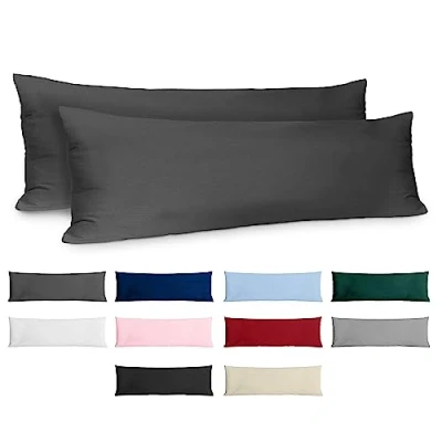 Afbeelding van Kussensloop, 40 x 145 cm, versterkt katoen, 2 stuks, antraciet, dicht geweven, 57 draden/cm², kussensloop Oeko Tex gecertificeerd