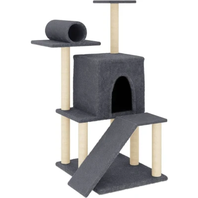 Afbeelding van Kattenmeubel met sisal krabpalen 110,5 cm donkergrijs