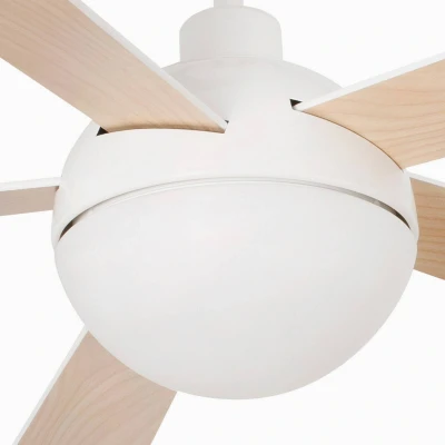 Afbeelding van Plafondventilator Izaro met LED lamp, wit/ahorn