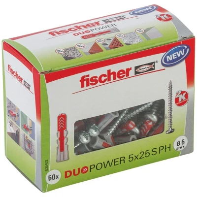 Afbeelding van Fischer Plug Duopower 5x25mm met bolkopschroef 50 stuks