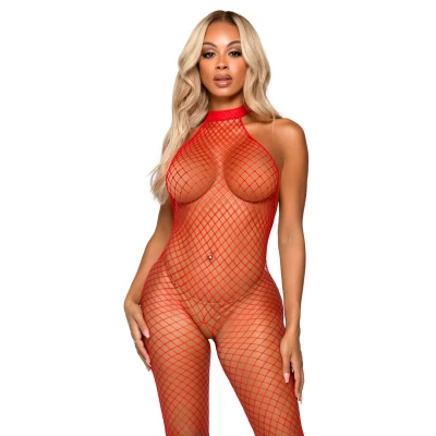 Afbeelding van What U Want Visnet Catsuit Rood