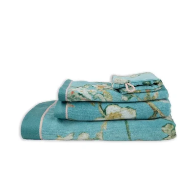 Afbeelding van Beddinghouse x van Gogh Museum Blossom set 3 Washandjes 16x22 cm Blauw