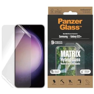 Afbeelding van PanzerGlass Matrix Hybrid Geschikt voor Samsung Galaxy S23 Plus Display Folie Antibacterieel Gerecycled Plastic Compatibel met Fingerprint Case Friendly