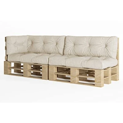 Afbeelding van chilly pilley europalletkussen met vlokken van schuim, geschikt voor palletmeubels, rugkussen, zitkussen en zijkussen, verkrijgbaar als set meerdere kussens (5 delige set, ivoor)
