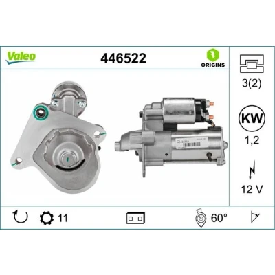 Afbeelding van VALEO 446522 Startmotor 12 1,2 11 FORD: S Max Mk1, Focus 2 Kombi, C Max, VOLVO: V50, S40 II, C30, MAZDA: 3 Hatchback