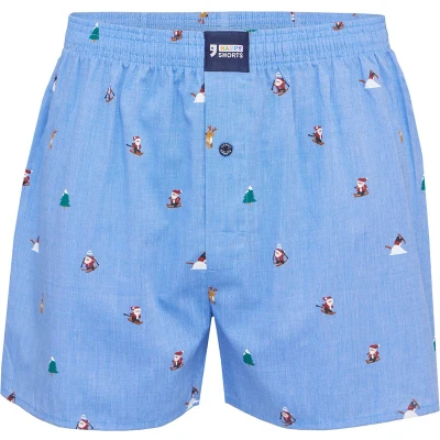 Afbeelding van Happy Shorts WIDE Christmas Skiing Santa Boxershort, Heren, Maat: XL, Lightblue