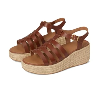 Afbeelding van FitFlop Platfforms Espadr. Leather Fisherman Wedge Sandals BRUIN Maat 40