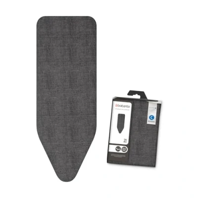 Image de Brabantia Housse pour Table à Repasser C, 124 X 45 cm Coton, Mousse 4 mm &amp; Feutre denim Black