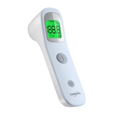 Afbeelding van EUROPAPA Koortsthermometer voor baby&#039;s, kinderen, volwassenen, infrarood voorhoofdthermometer met koortsalarm, C/F schakelaar, 30 keer meetgeheugen (blauw)
