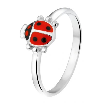 Afbeelding van Lucardi Lieveheersbeestje Ring voor kinderen, Maat: 40, Silver coloured