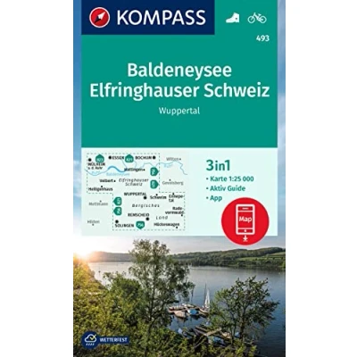 Afbeelding van KOMPASS Wanderkarte 493 Baldeneysee, Elfringhauser Schweiz