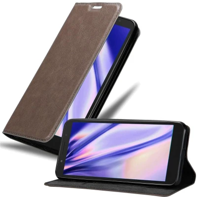 Afbeelding van Cadorabo Hoesje geschikt voor Alcatel 1X 2019 in KOFFIE BRUIN Beschermhoes met magnetische sluiting, standfunctie en kaartvakje Book Case Cover Etui
