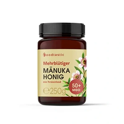 Afbeelding van Foodtastic Manuka honing MGO 50+ 250 g, gecertificeerd in Nieuw Zeeland, Honey laboratoriumgecertificeerd