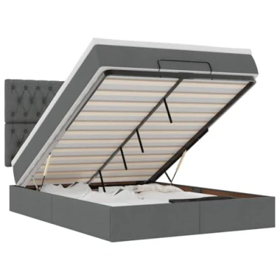 Afbeelding van vidaXL Ottoman bed met matras en LED&#039;s 140x190cm stof donkergrijs