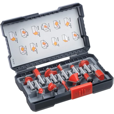 Afbeelding van kwb 757295 Bovenfreesset Hardmetaal Schachtdiameter 8 mm 12 delig