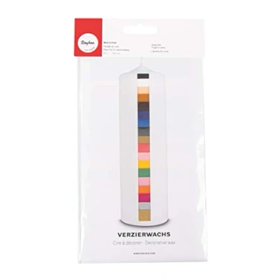 Afbeelding van Rayher 3102600 Set van 18 decoratieve wasplaten, verschillende kleuren, 10 x 5 cm, kaarsdecoratie, kaarswas, wasfolie