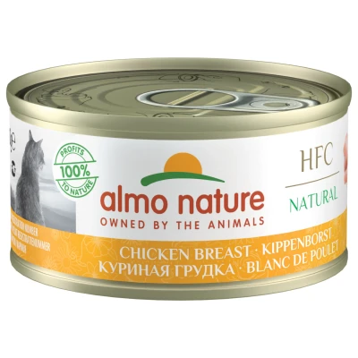 Afbeelding van Almo Nature Hfc Cat Natural Blik 70 g Kattenvoer Kippenborst Classic